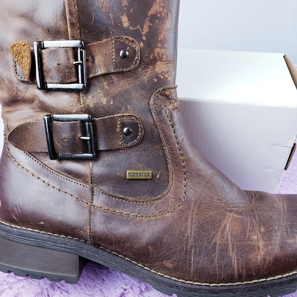 100%LEATHER Smokey-Brown Villager hiker fur lined Winter Waterproof boots 7.5 - Picture 7 of 7